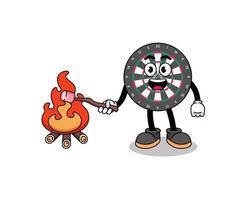 Illustration of dart board burning a marshmallow vector