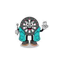 Illustration of dart board mascot as a dentist vector