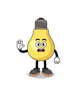 light bulb cartoon illustration doing stop hand vector