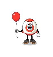 Cartoon of rocket holding a balloon vector