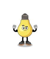 Mascot cartoon of light bulb posing with muscle vector