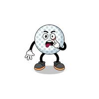 Character Illustration of golf ball with tongue sticking out vector