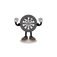 Mascot cartoon of dart board posing with muscle vector