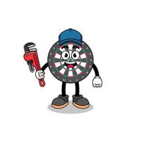 dart board illustration cartoon as a plumber vector