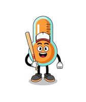 thermometer mascot cartoon as a baseball player vector