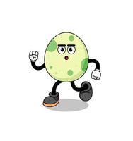 running spotted egg mascot illustration vector