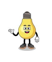 light bulb cartoon with welcome pose vector