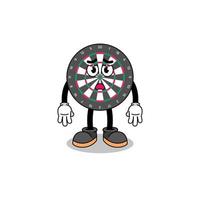 dart board cartoon illustration with sad face vector