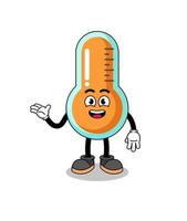 thermometer cartoon with welcome pose vector