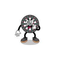 Character Illustration of dart board with tongue sticking out vector