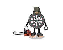 dart board illustration cartoon as a lumberjack vector