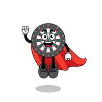 dart board cartoon with flying superhero vector