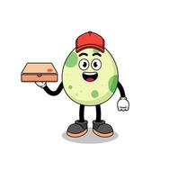 spotted egg illustration as a pizza deliveryman vector