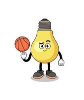 ilustración de bombilla como jugador de baloncesto vector