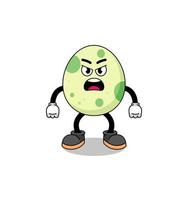 spotted egg cartoon illustration with angry expression vector