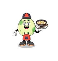 Illustration of spotted egg as an asian chef vector