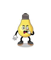 Character Illustration of light bulb with tongue sticking out vector