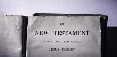 Close up of old Holy bible photo