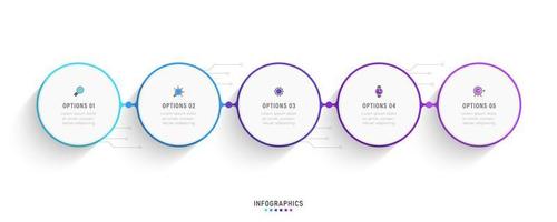 plantilla de diseño de etiquetas infográficas vectoriales con iconos y 5 opciones o pasos. se puede utilizar para diagramas de proceso, presentaciones, diseño de flujo de trabajo, banner, diagrama de flujo, gráfico de información. vector