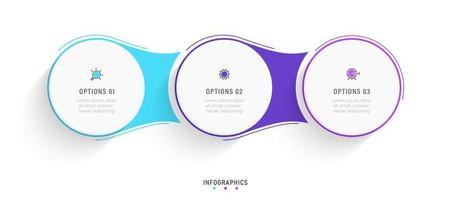 plantilla de diseño de etiquetas infográficas vectoriales con iconos y 3 opciones o pasos. se puede utilizar para diagramas de proceso, presentaciones, diseño de flujo de trabajo, banner, diagrama de flujo, gráfico de información. vector