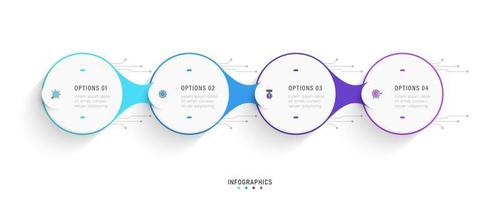 plantilla de diseño de etiquetas infográficas vectoriales con iconos y 4 opciones o pasos. se puede utilizar para diagramas de proceso, presentaciones, diseño de flujo de trabajo, banner, diagrama de flujo, gráfico de información. vector