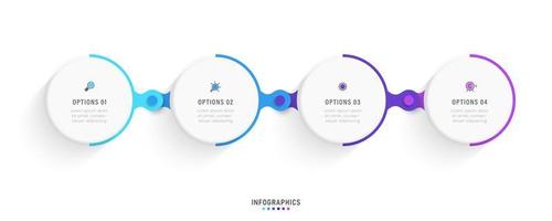 plantilla de diseño de etiquetas infográficas vectoriales con iconos y 4 opciones o pasos. se puede utilizar para diagramas de proceso, presentaciones, diseño de flujo de trabajo, banner, diagrama de flujo, gráfico de información. vector