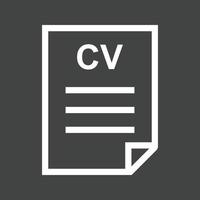 icono de línea de archivo cv invertida vector