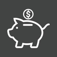 Piggy Bank Line Inverted Icon vector