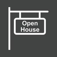 Open House Sign Line Inverted Icon vector