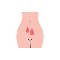 icono del período menstrual cuerpo de mujer con sangre menstrual. vector