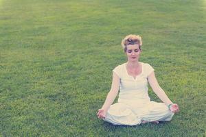 woman doing yoga exercise photo