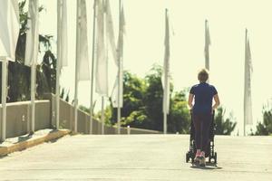 mom with baby stroller jogging photo