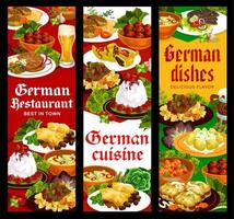 German food, cuisine meals and dishes menu banners vector