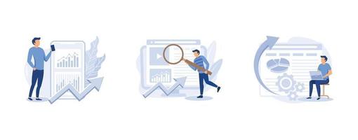 Search engine marketing. Mobile SEO agency, keyword ranking, alt tag optimization, website ranking, search optimization. set flat vector modern illustration