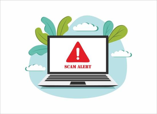 Scam alert. Hacker attack and web security vector concept, phishing scam. Network and internet security. Vector illustration.