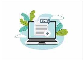 Download pntg icon file with label on laptop screen. Downloading document concept vector