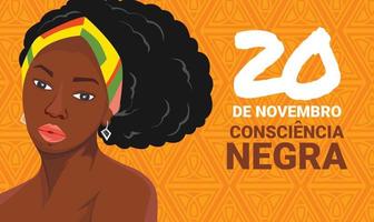 diseño de pancarta al aire libre que conmemora el 20 de noviembre dia da conciencia negra vector