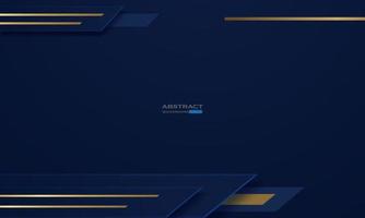 Luxury blue abstract background with golden lines and gradient shadow vector