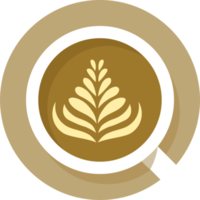 top view cup of coffee latte flat design png