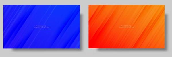 Set of abstract blue and orange gradient backgrounds with slice effect vector