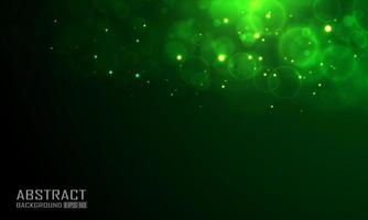 Green bokeh glowing particles blur abstract background vector