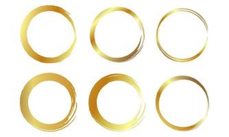 Gold circle ring set brush collection vector