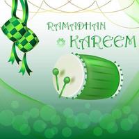 ramadán kareem. diseño de fondo islámico con caligrafía árabe y adornos vector