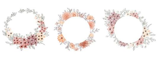 colección de marcos de boda dibujados a mano con arreglos florales vector