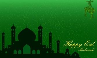 Islamic background with a green themed mosque silhouette vector