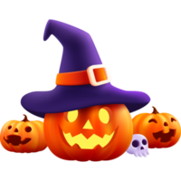 halloween pumpa spöke med trollkarl hatt png