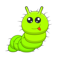 funny green caterpillar with emotional face smile. cartoon of caterpillar png