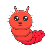 funny red caterpillar with emotional face angry. cartoon of caterpillar png