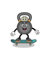 kettlebell mascot playing a skateboard vector