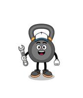 kettlebell illustration cartoon as a mechanic vector